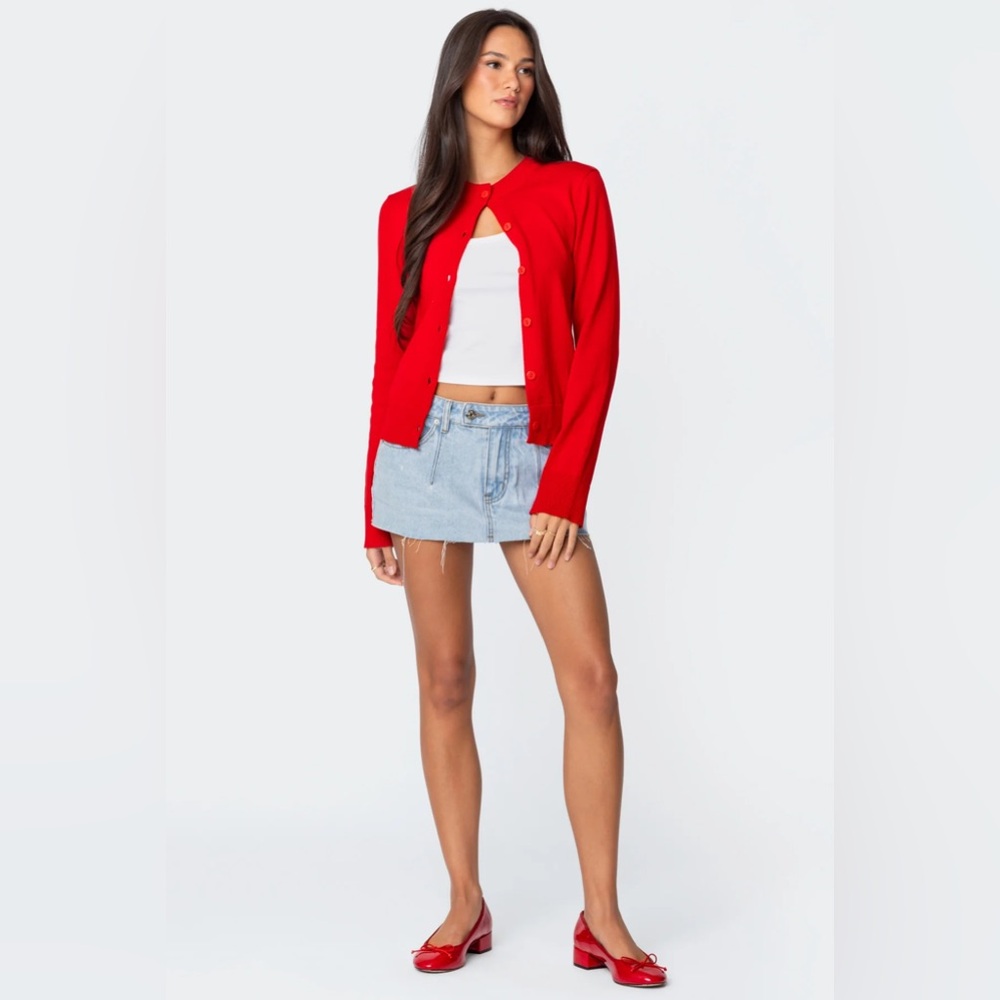 Edikted | Clementine Low Rise Denim Micro Skort | Lt Blue | Size XS (US 24-25)